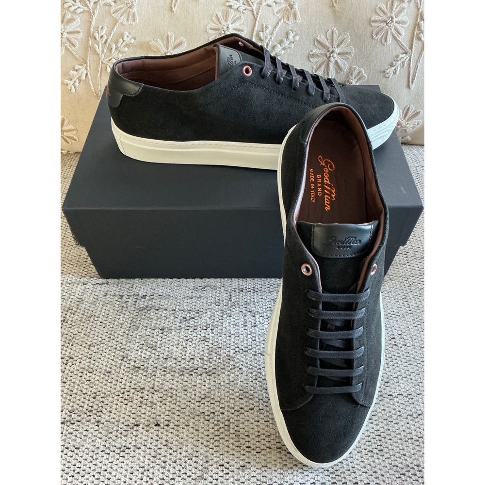 Good Man Brand Edge Black Suede Low Top Sneakers G917-71 Mens 11 Made in Italy
